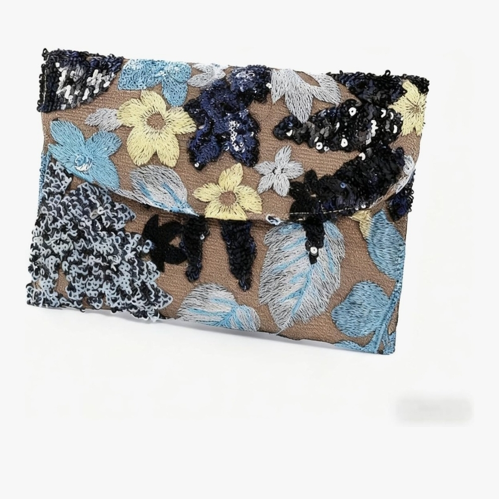 Floral Sequin Clutch